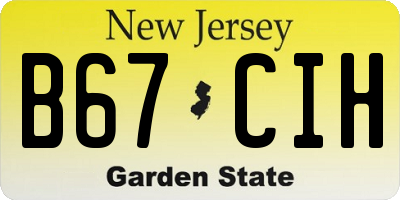 NJ license plate B67CIH