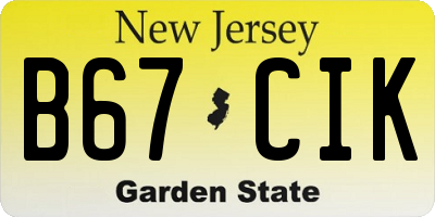 NJ license plate B67CIK