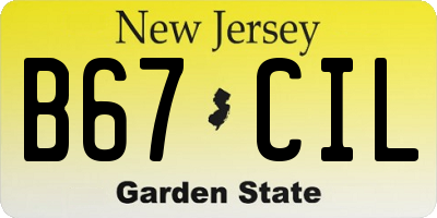 NJ license plate B67CIL