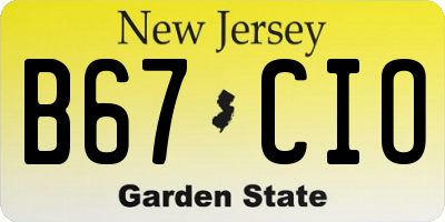 NJ license plate B67CIO