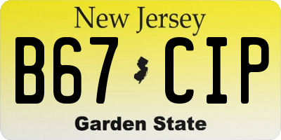 NJ license plate B67CIP