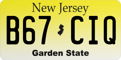 NJ license plate B67CIQ