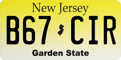 NJ license plate B67CIR