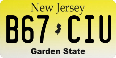 NJ license plate B67CIU