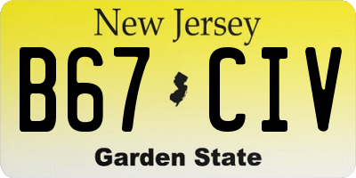 NJ license plate B67CIV