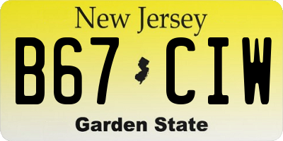 NJ license plate B67CIW