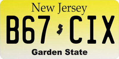 NJ license plate B67CIX