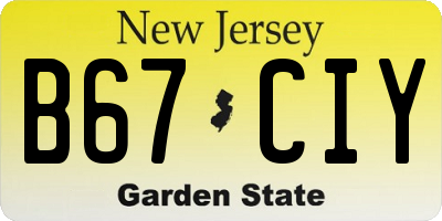 NJ license plate B67CIY