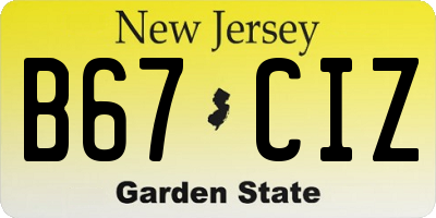NJ license plate B67CIZ