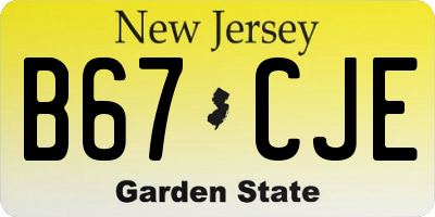 NJ license plate B67CJE