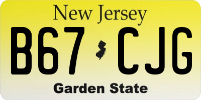NJ license plate B67CJG