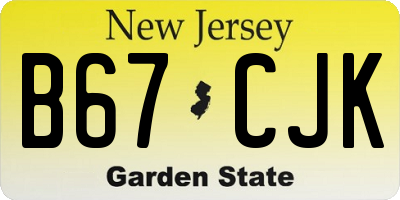 NJ license plate B67CJK