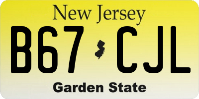 NJ license plate B67CJL