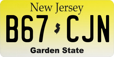 NJ license plate B67CJN