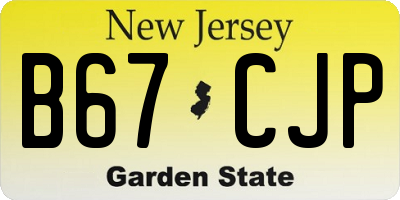 NJ license plate B67CJP