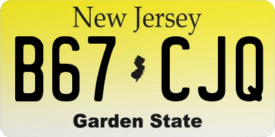 NJ license plate B67CJQ