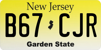 NJ license plate B67CJR