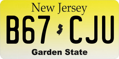 NJ license plate B67CJU