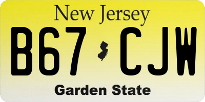 NJ license plate B67CJW