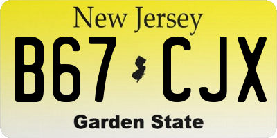 NJ license plate B67CJX
