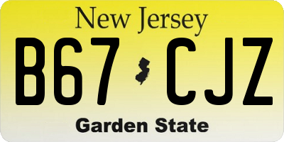 NJ license plate B67CJZ