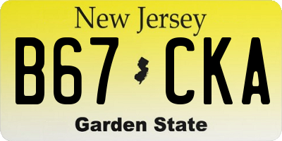 NJ license plate B67CKA