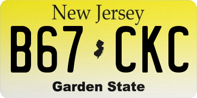 NJ license plate B67CKC