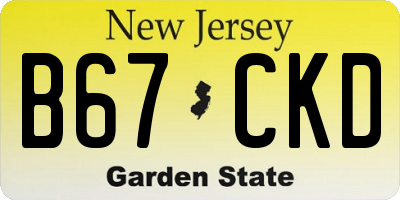 NJ license plate B67CKD