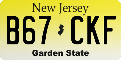 NJ license plate B67CKF