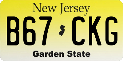 NJ license plate B67CKG