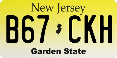 NJ license plate B67CKH