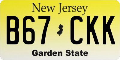 NJ license plate B67CKK