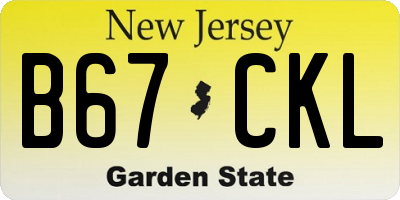 NJ license plate B67CKL