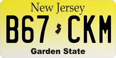 NJ license plate B67CKM