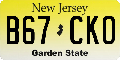 NJ license plate B67CKO