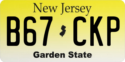 NJ license plate B67CKP