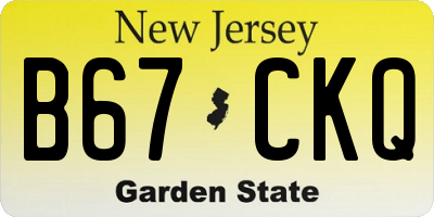 NJ license plate B67CKQ
