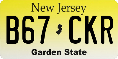 NJ license plate B67CKR