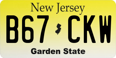 NJ license plate B67CKW