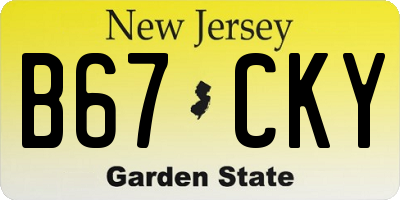 NJ license plate B67CKY