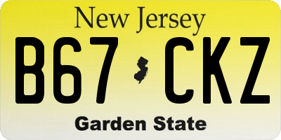 NJ license plate B67CKZ
