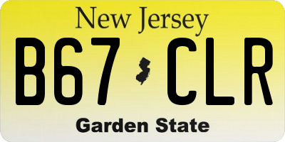 NJ license plate B67CLR