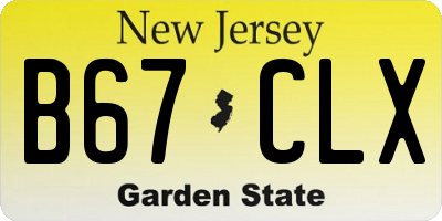 NJ license plate B67CLX