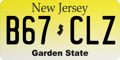 NJ license plate B67CLZ
