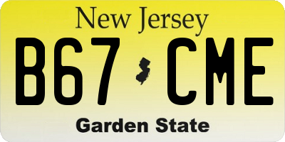 NJ license plate B67CME