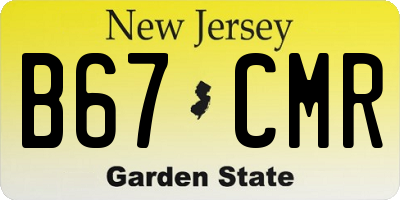 NJ license plate B67CMR