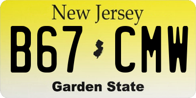 NJ license plate B67CMW