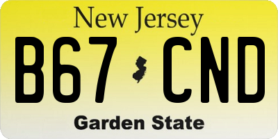 NJ license plate B67CND