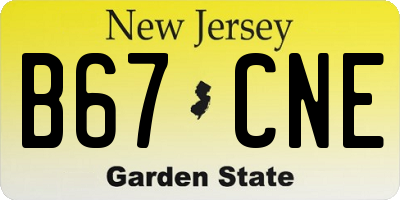 NJ license plate B67CNE