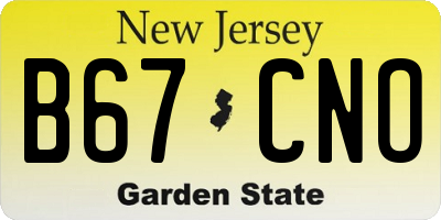 NJ license plate B67CNO